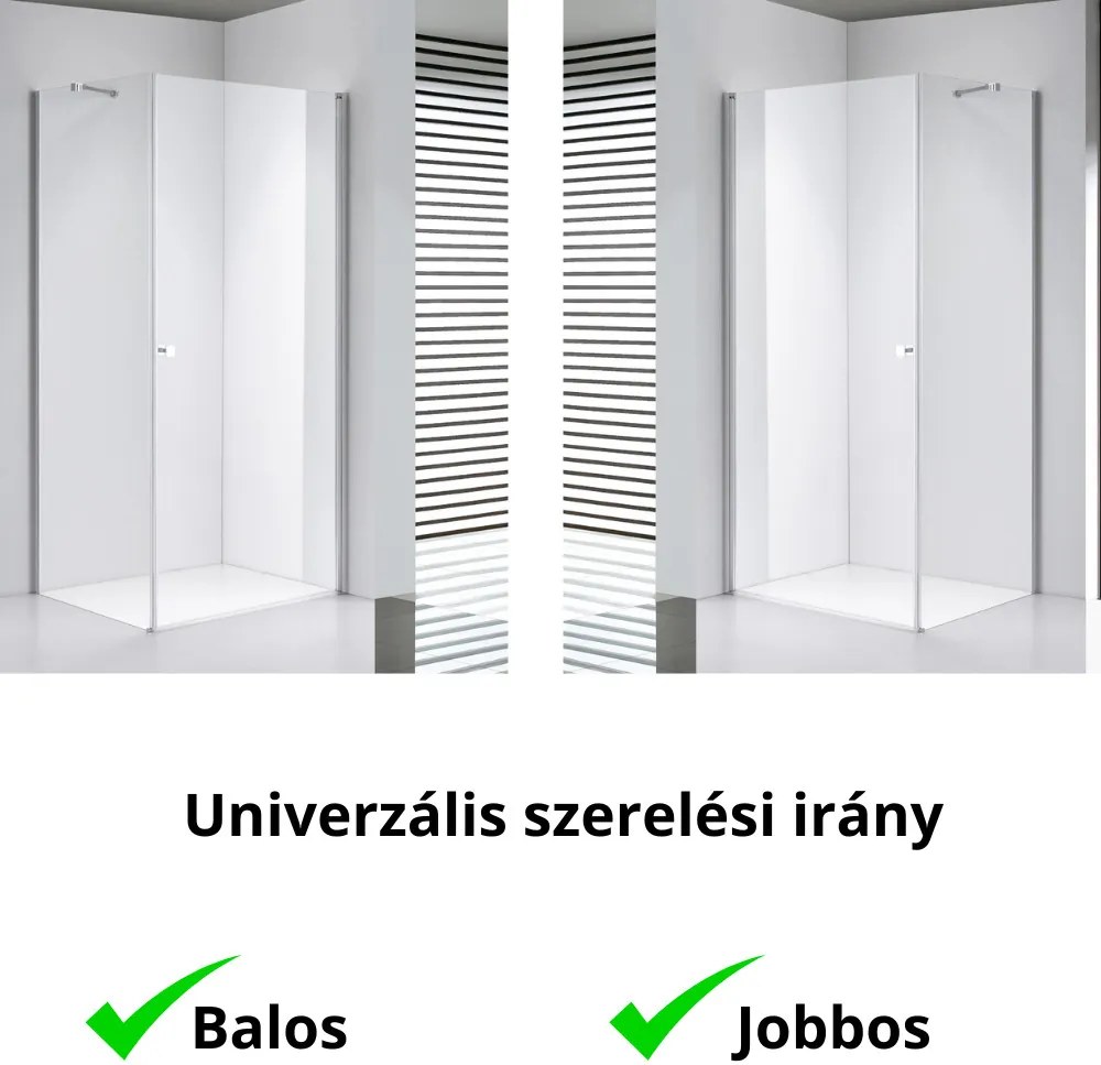 Stuxi Bari 90x70 aszimmetrikus nyílóajtós zuhanykabin 6 mm vízlepergető biztonsági üveggel, króm