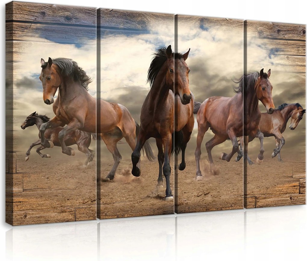 Vászonkép 120x80 Lovak tabu futás mozgás erő szabadság természet sztyeppék dinamika