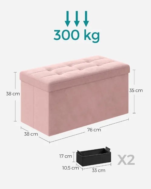 Taburette tárolóval OTTOMAN 76x38 cm, rózsaszín