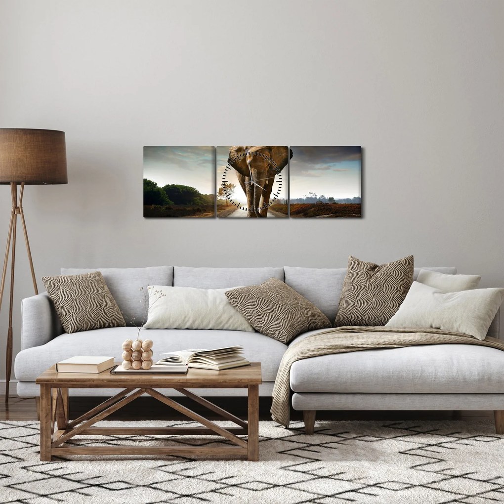 Elefánt képe (órával) (90x30 cm)