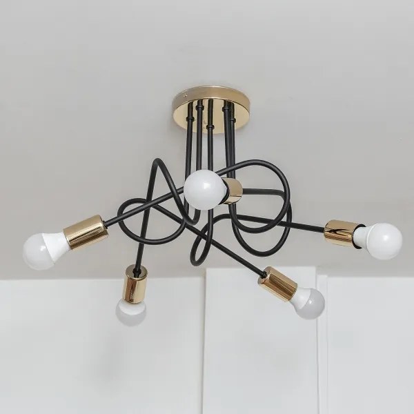 Felületre szerelhető csillár OXFORD 5xE27/15W/230V arany/fekete