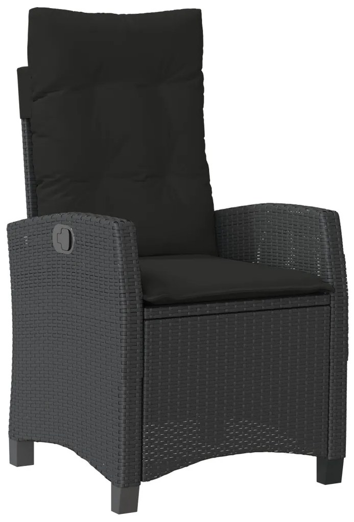 3 Darabos Kerti Étkező Szett Párnával - Fekete Poli Rattan