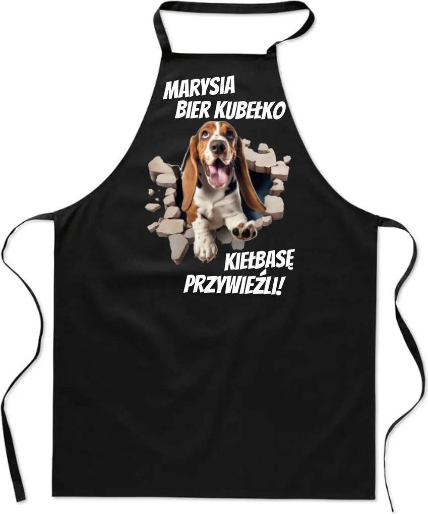 Konyhai Kötény fekete Grillezett kolbász ajándék FA_731_cz