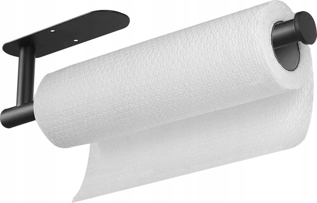 Fali Konyhai Papírtörlő Tartó, Falra Szerelhető, Öntapadós, Matt Fekete, Loft Stílus