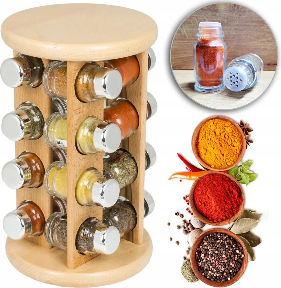 Fűszertartó Forgó Fűszertartó Állvány Szett 16 Db-os