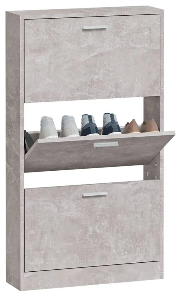 betonszürke szerelt fa cipőszekrény 59x17x108 cm