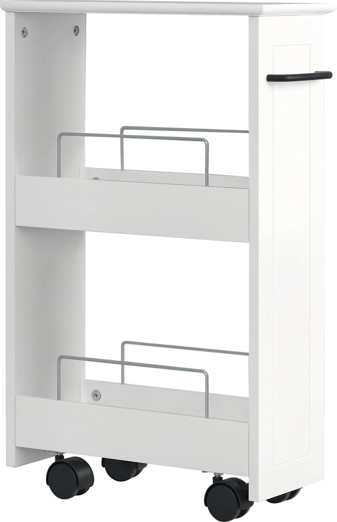 kleankin Helytakarékos Konyhai Kocsi, Dizájn Fürdőszobai Kocsi, Többfunkciós, Helytakarékos, MDF Fa Polc, Forgó Kerekek és Fogantyú, 42.5x20.3x66.7cm,
