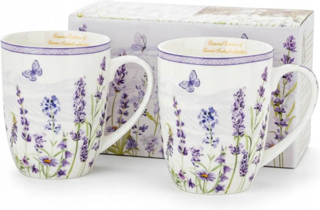 Két darabos porcelán bögre szett levendula provence-i stílus 400 ml