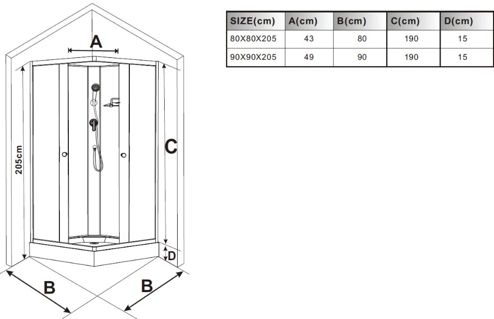 Stuxi Genova 80x80 cm szögletes két tolóajtós fehér hátfalas zuhanykabin 5 mm üveggel zuhanytálcával és csapteleppel