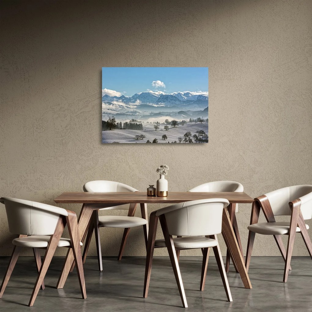 A havas hegyek képe (üvegen) (70x50 cm)
