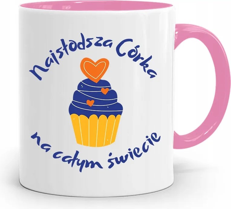 Rózsaszín Bögre Ajándék Lányának Legédesebb Lánya fényképes nyomattal