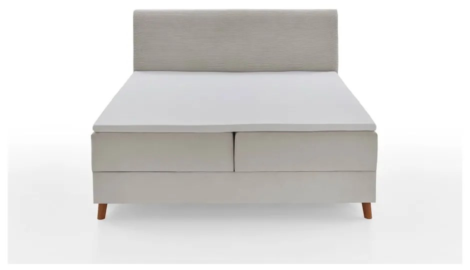 Bézs boxspring ágy tárolóhellyel 160x200 cm Memphis - Meise Möbel