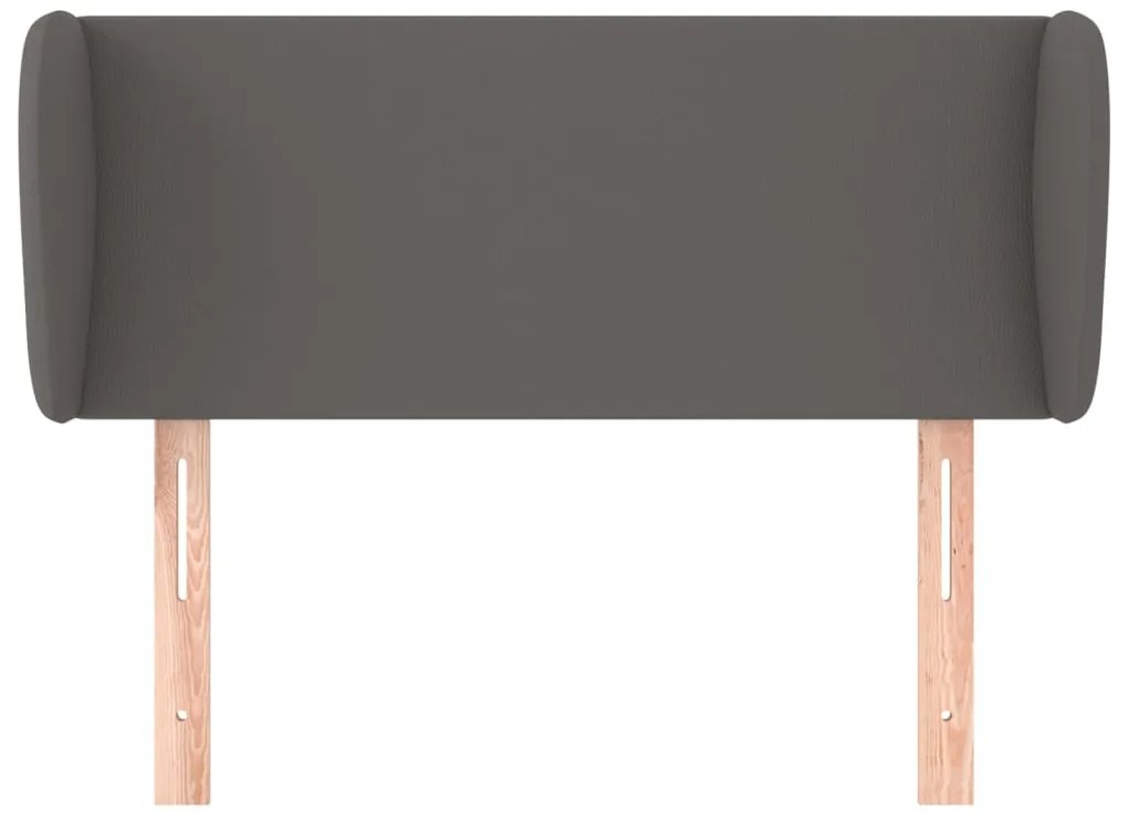 szürke műbőr szárnyas fejtámla szárnyakkal 83x23x78/88 cm