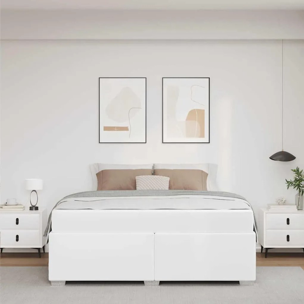 Ágykeret Fehér 160 x 200 cm Műbőr