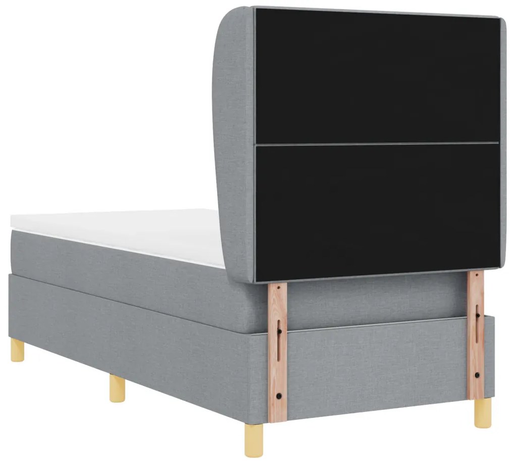 Box Spring Ágy Matrac nélkül - Világosszürke, 90x200 cm, Szövet