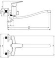 Deante Boro, falra szerelhető mosdókagyló csaptelep 150mm, kiterjesztett karral és zuhanysimító csatlakozással, króm, BMO_056M