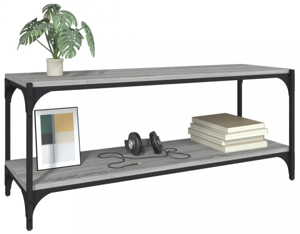 szürke sonoma színű szerelt fa és acél TV-szekrény 100x33x41 cm