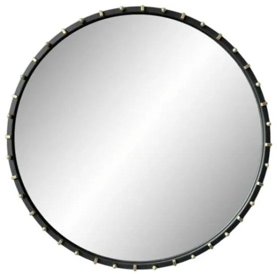 Glamour fekete kerek fali tükör arany színű betétekkel 90 cm