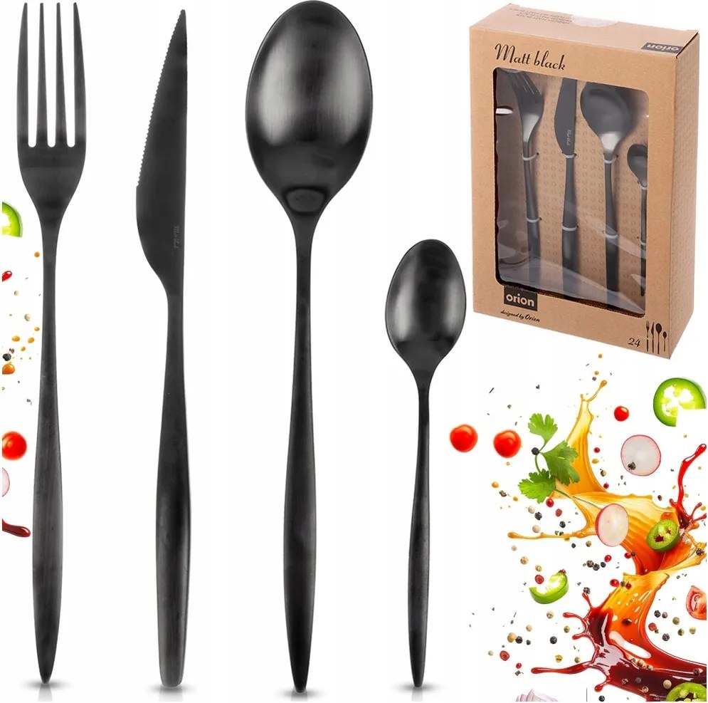 Evőeszköz Szett acél evőeszköz 6 személyes 24 db-os villa kanál kés kanál