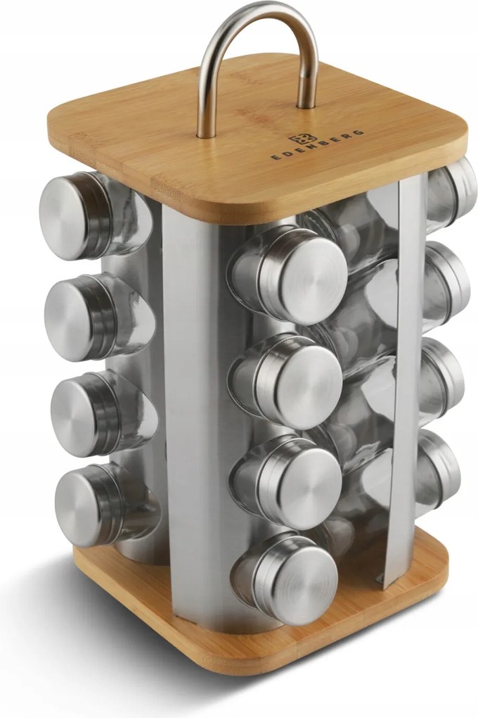 Fűszertartó állvány Edenberg EB-4030 17 részes 17x18x18 cm ezüst