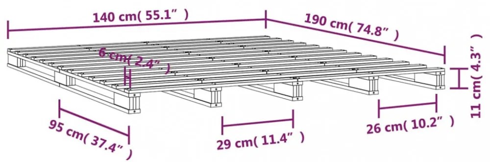fekete tömör fenyőfa raklapágy 140 x 190 cm