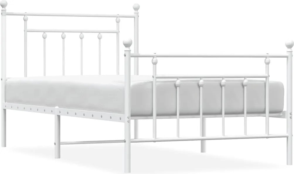 vidaXL fehér fém ágykeret fej- és lábtámlával 100 x 190 cm