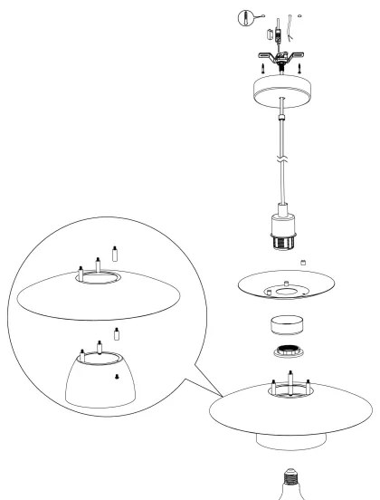 Eglo 98735 - Csillár zsinóron BRENDA 1xE27/40W/230V
