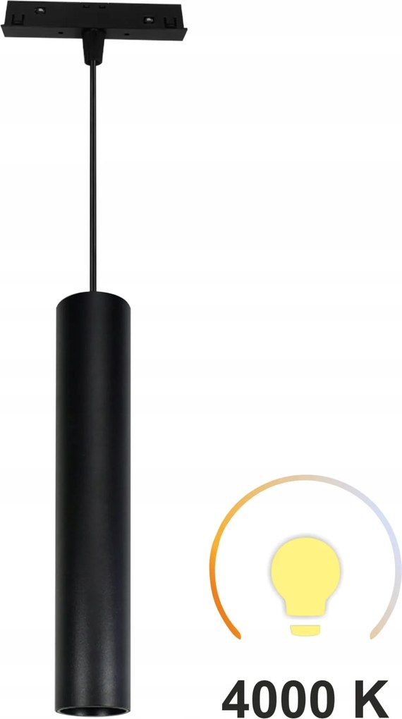 LED-es függőlámpa Tuba Fekete 10W 4000K Semleges Smart Track 48VDC