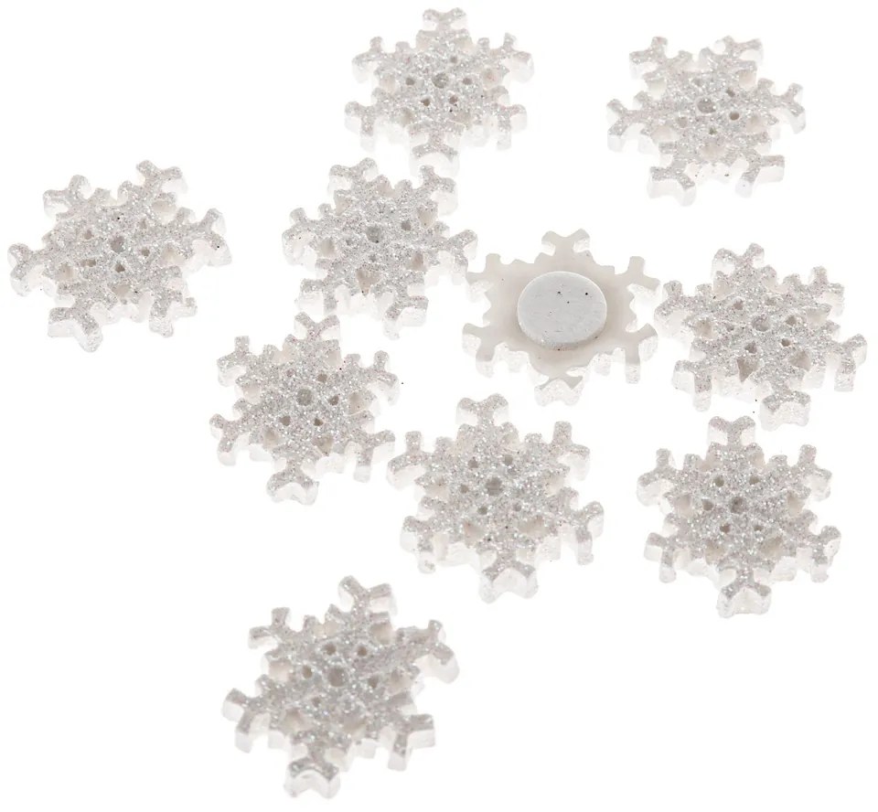 Karácsonyi díszek szett Hópehely, 8 db, polirezín