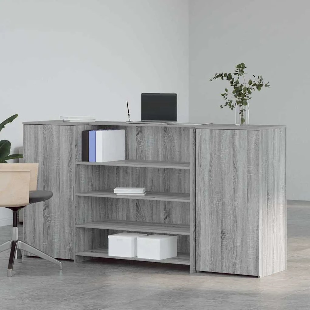 recepciós pult szürke sonoma 200x50x103,5 cm szerelt fa