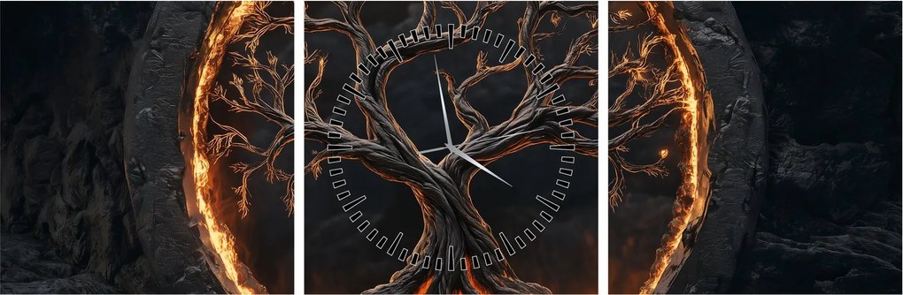 Kép – Életfa lávában I. (órával) (90x30 cm)