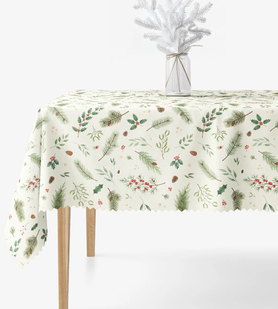Goldea karácsonyi teflonbevonatú asztalterítő - téli ágacskák 120 x 180 cm