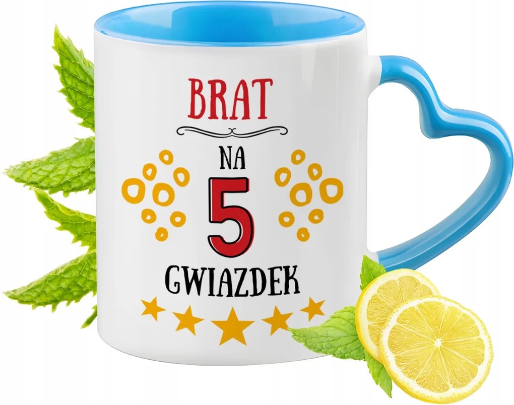 Testvérnek Kék Bögre Szív Alakú Füllel Ajándék Nyomtatott