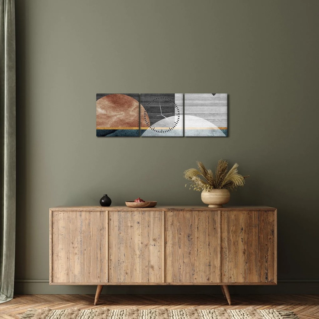 Kép - Formák és textúrák (órával) (90x30 cm)
