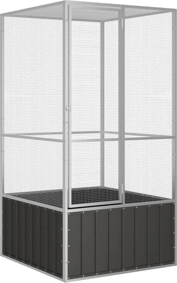 vidaXL antracitszürke horganyzott acél madárketrec 111x107x211,5 cm
