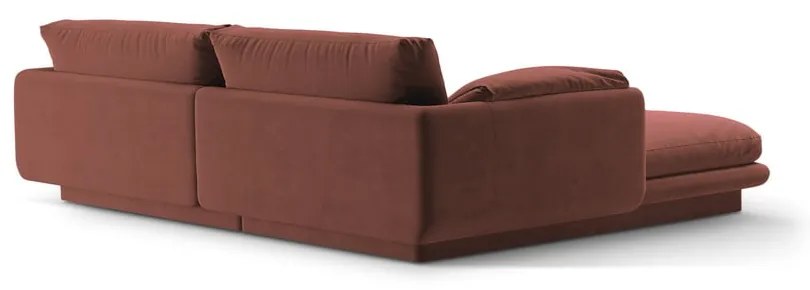 Rózsaszín bársony sarokkanapé (jobb oldali-heverő résszel) Torino – Micadoni