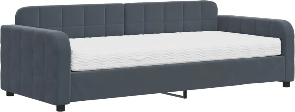 vidaXL sötétszürke bársony heverő matraccal 90 x 200 cm