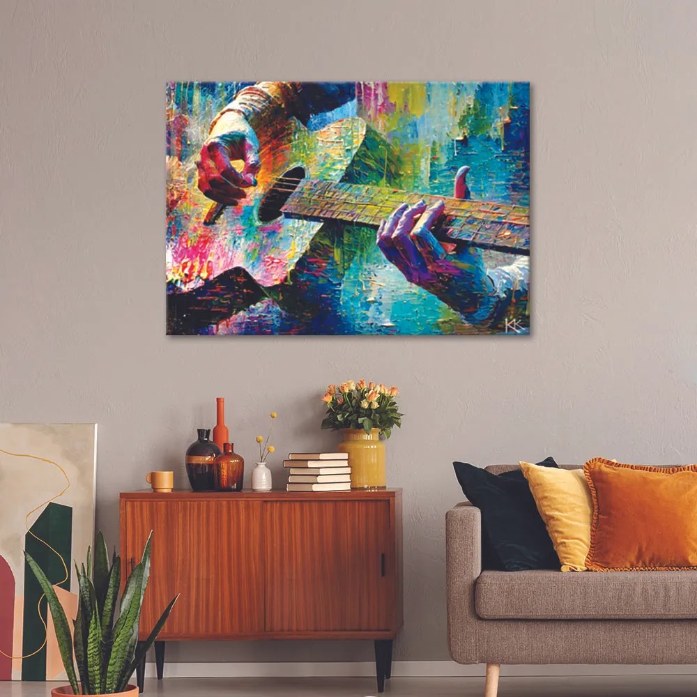 Gario Vászonkép Színes gitár Méret: 100 x 70 cm