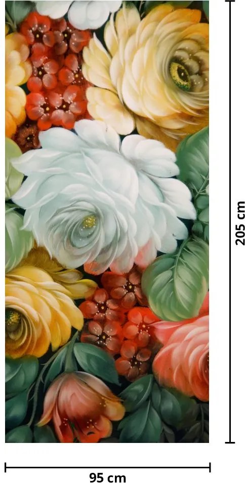 Fotótapéta ajtóra - Festett virágcsokor (95x205cm)