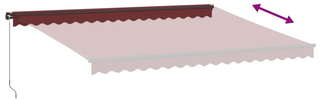 burgundi vörös kézzel kihúzható LED-es napellenző 450 x 350 cm