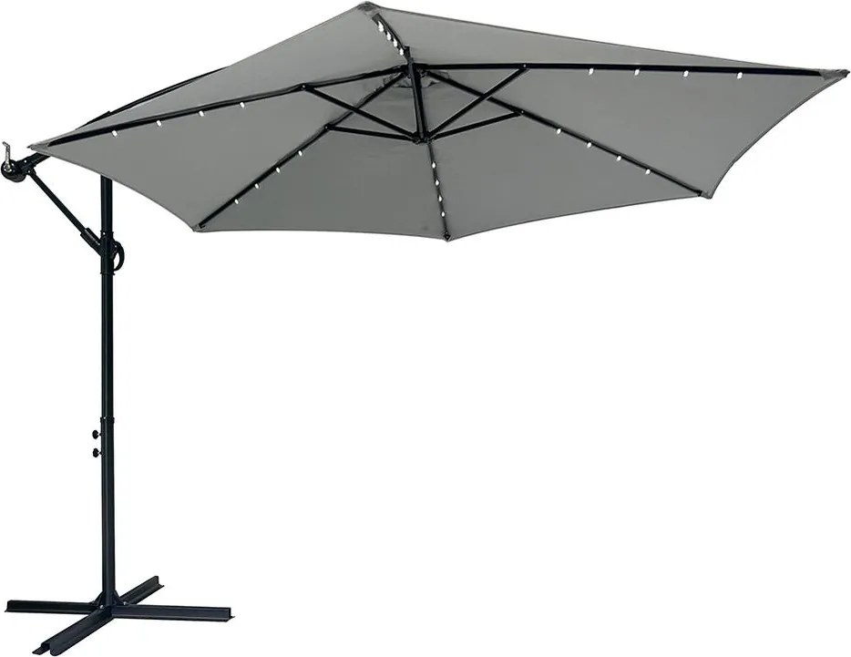 AVENBERG SUNNY LED 300 Nagy állítható napernyő, átmérő 3M, szürke