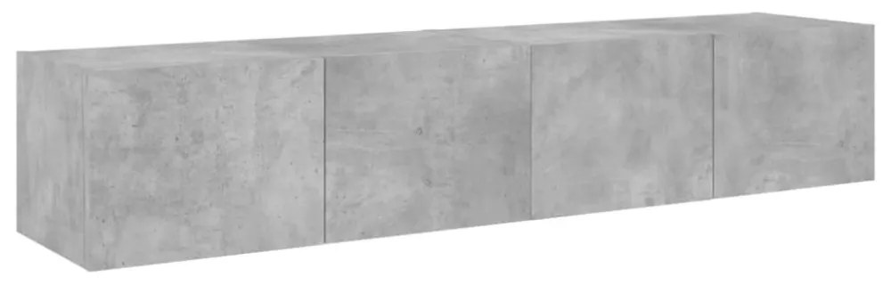2 db betonszürke fali TV-szekrény LED-del 80x35x31 cm