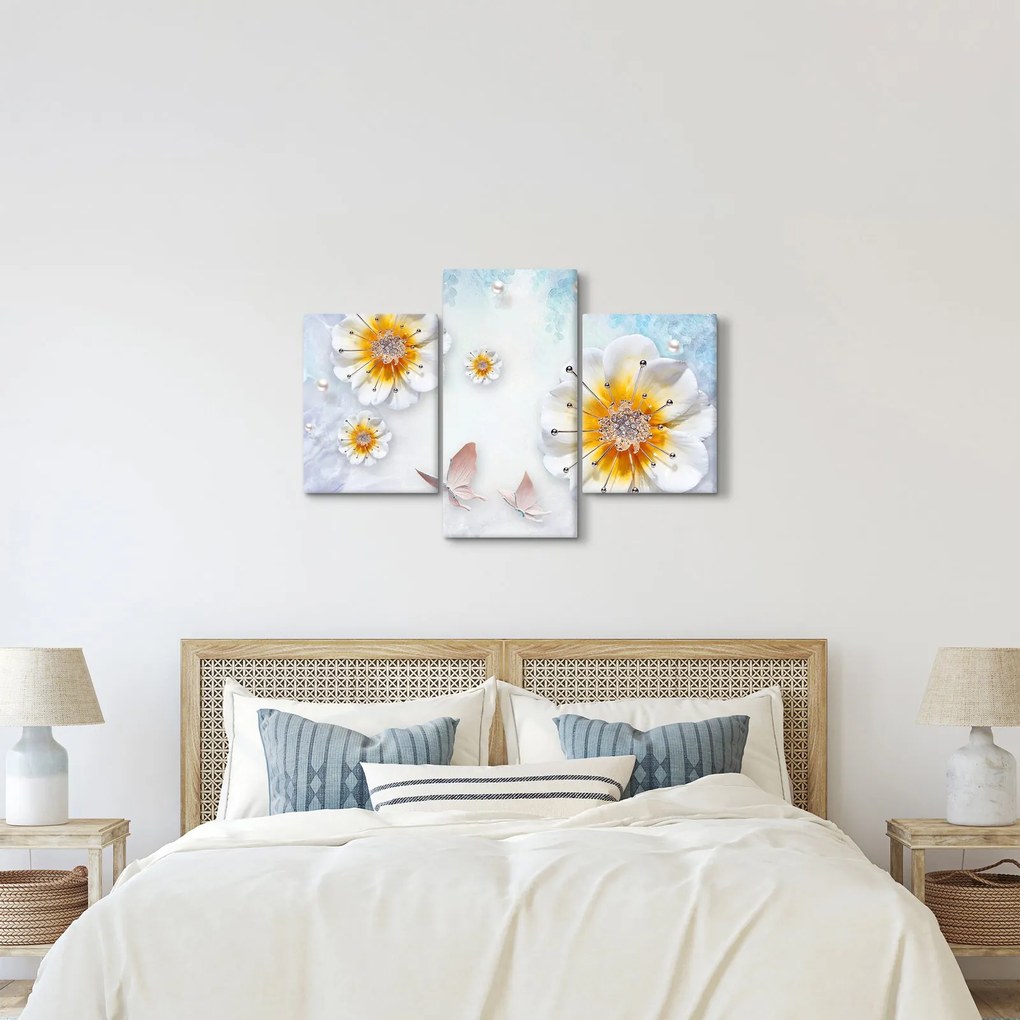 Kép - Kompozíció virágokkal és pillangókkal (90x60 cm)