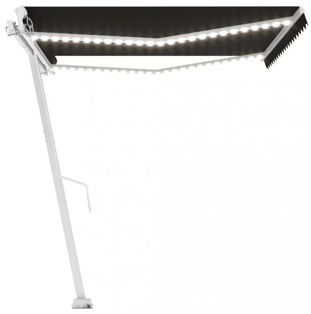 antracitszürke kézzel kihúzható LED-es napellenző 400 x 350 cm