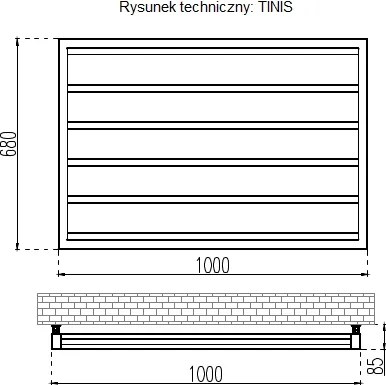 Dekorációs Radiátor Tinis H680 L1000 Arany