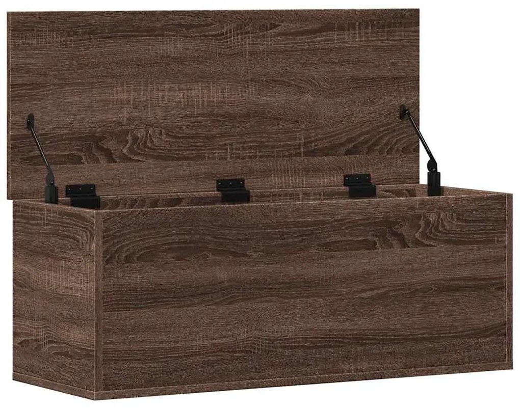 barna tölgy színű szerelt fa tárolóláda 90 x 35 x 35 cm