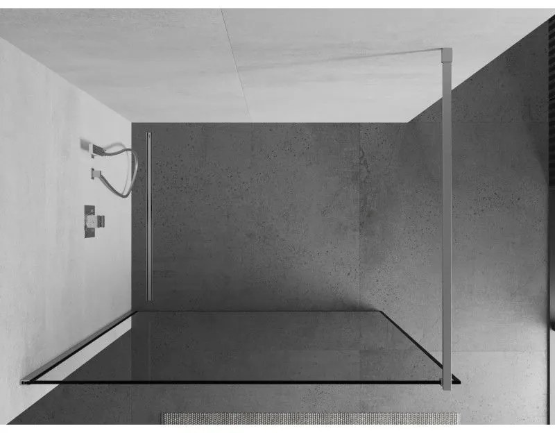 Mexen Kioto zuhanyparaván 110x200 cm 8 mm, króm profil, üveg fekete keret, 800-110-101-01-70