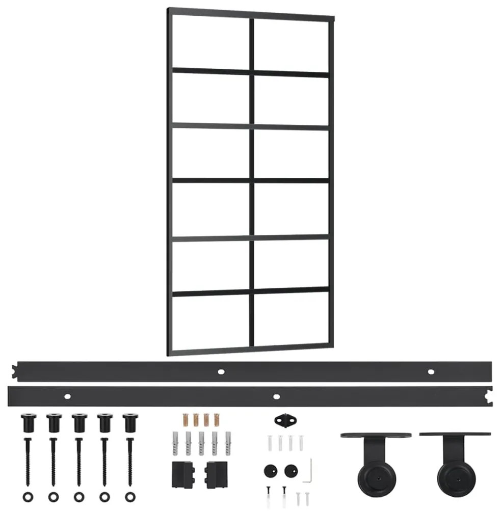 ESG üveg és alumínium tolóajtó fémszerelvény-szettel 102x205 cm