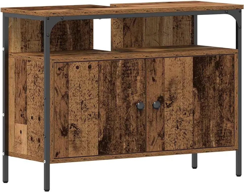 vidaXL Fürdőszobai mosdószekrény Régi fa 80 x 30 x 60 cm Faanyag