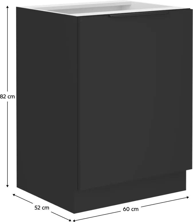 Alsó szekrény, fekete, SIBER 60 D 1F BB